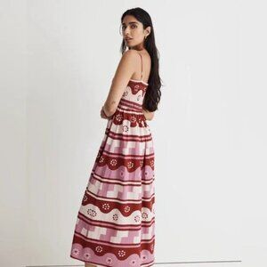 Madewell Theo Sleeveless Midi Dress in Geodaisy Batik Sz XL